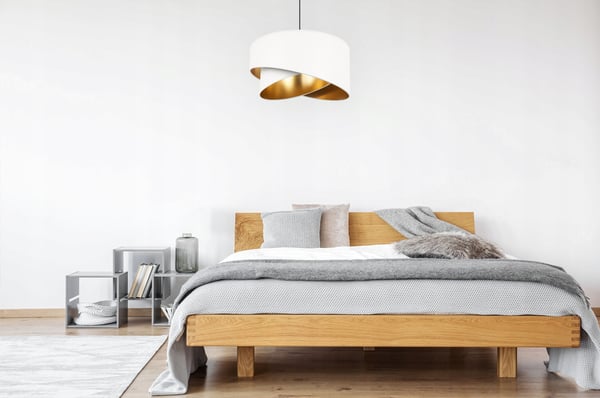 HÆNGENDE LAMPE LOFTSKRONE GYLDEN FLØJLSSKÆRM