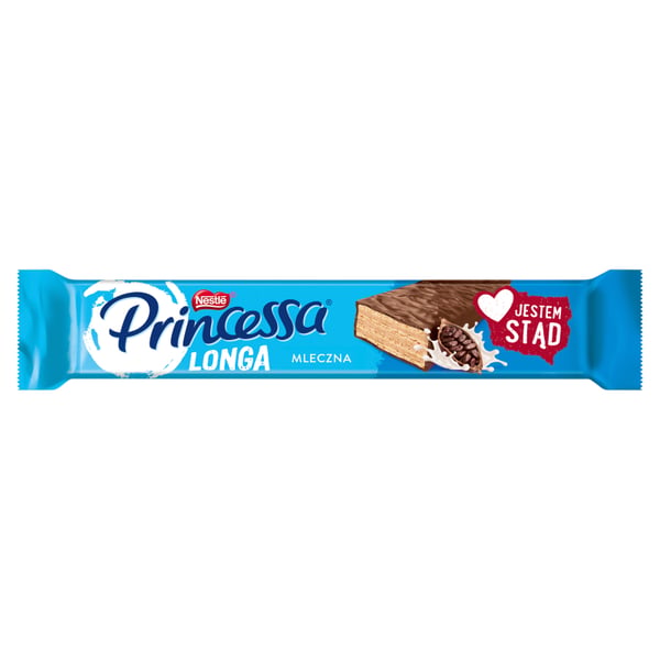 Princessa Longa vaffel rullet med kakaokræm dækket med mælkechokolade 40 g