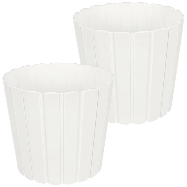 Plastkruka för blommor och örter på balkongen eller terrassen, vit, 29 cm, 2 st.