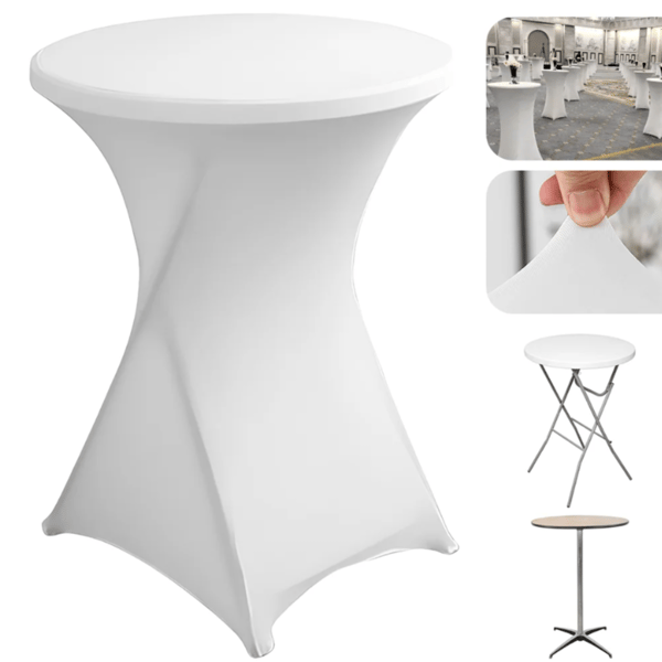 Duköverdrag til bar cocktailbord hvid 80x110cm
