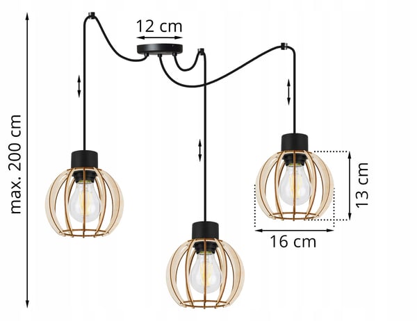 MODERN LED-TAKLAMPA I TRÄ