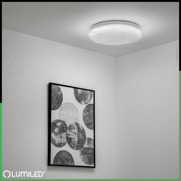 LED-kattovalaisin pinta-asennettava 12W IP44 pyöreä GLORY 2 DIAMOND 26cm LUMILED