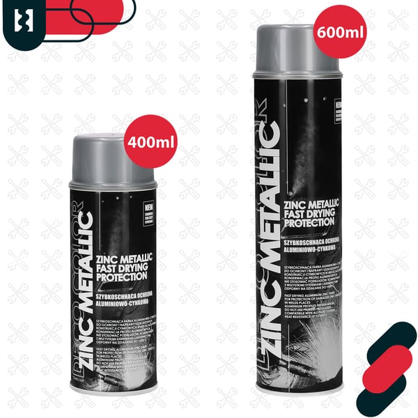 KOTARBAU® Metallisk zink spraymaling, hurtigtørrende aluminium-zink-forberedelse til galvaniserede overflader, 600 ml