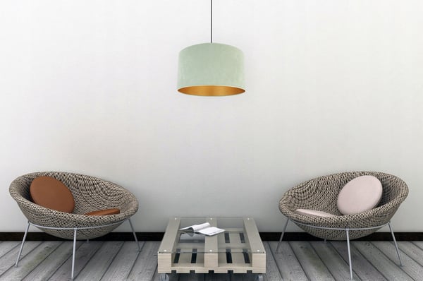 HÆNGENDE LAMPE LOFTSKRONE GYLDEN FLØJLSSKÆRM