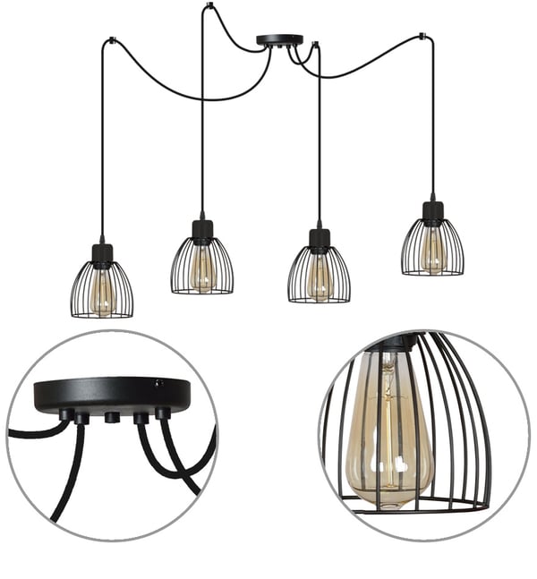 Loft industriel edderkoplampe hængende i forskellige farver