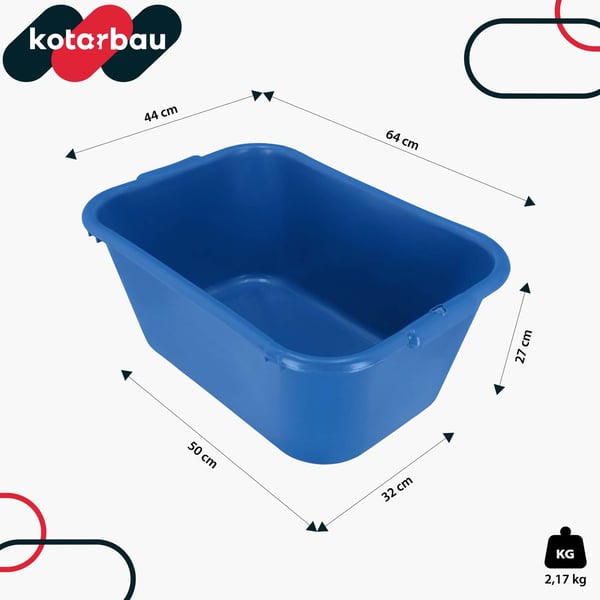 Rektangulær havebeholder mørtelbeholder 55 l blå