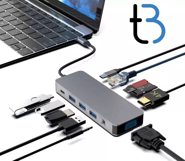 Hub USB-C HDMI 4k VGA PD 100W LAN Gigabit Jack