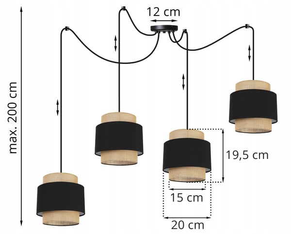 Hængende lampe, loftslysekrone, lampeskærm, boho juta