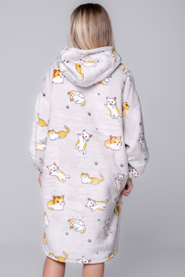 BLANKET collegepaita Ylisuuri lämmin Paksu peitto collegepaita 2in1 XXL kissakuvioinen karvainen [KB-W10]