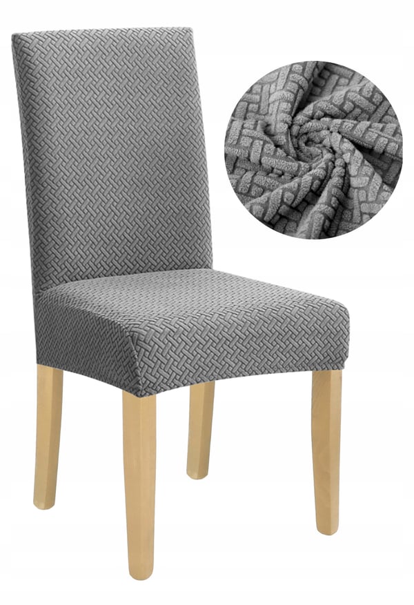 Grått elastiskt jacquard-stolskydd