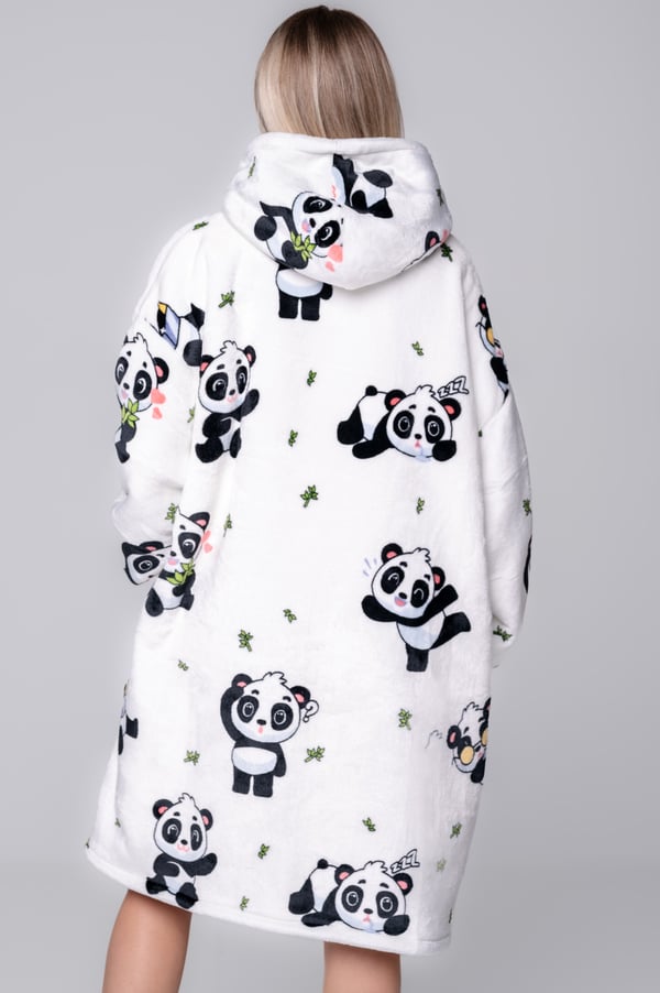Huopapaita Ylisuuri lämmin Paksu huopapaita 2in1XXL panda valkoinen pörröinen [KB-W5]