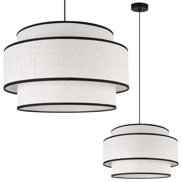 Hänglampa Juta Trio 1 platt svart och vit 45cm E27