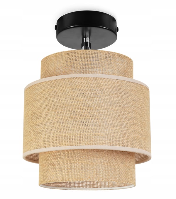 LOFTSLAMPE, VÆGLAMPE, LAMPESKÆRM, BOHO, JUTE, 20 CM