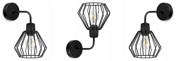VÆGLAMPE, FIRKANTET LAMPE, METALLAMPE, TRÅD, LED