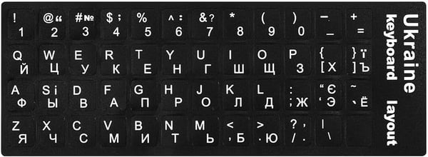 Klistermærker til laptoptastatur PC QWERTY-layout ukrainsk kyrillisk 11x13 mm
