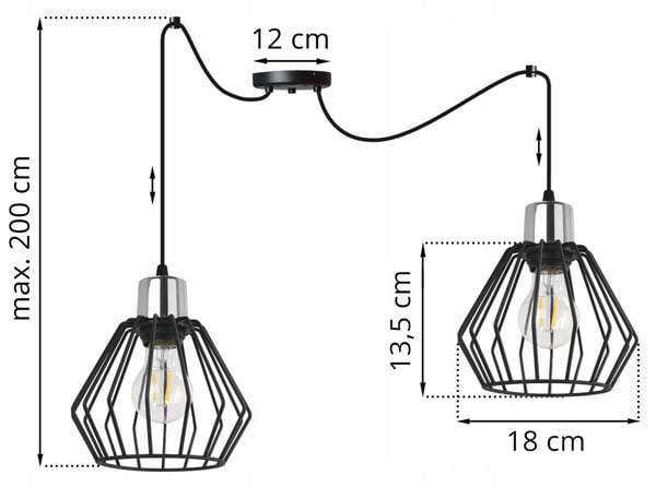 Hængelampe, loftslysekrone, trådskærm, LED