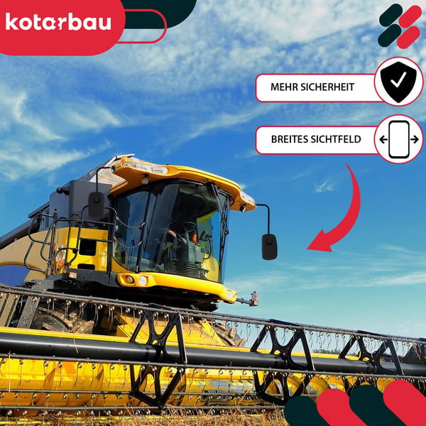 KOTARBAU® Universal panoramaspejl med drejekrans til traktorer og byggemaskiner, sæt à 2