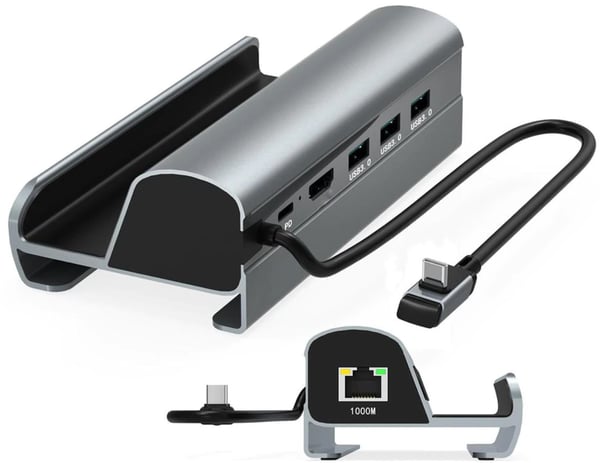 HUB 6-i-1 USB-C adapter HDMI 4K 60Hz USB 3.1 PD 60W för Steam Deck