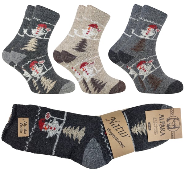 3X Alpaca tykke julesokker uldstrømper 39-42
