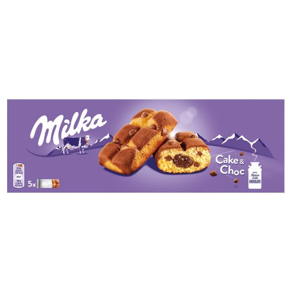 Milka Cake och Choklad sockerkaka med mjölkchokladbitar 175 g (5 x 35 g)