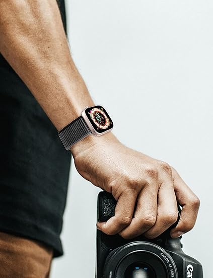 Apple Watch -ranneke 1/2/3/4/5/6/7/8/9/10/SE 42/44/45 musta-harmaa