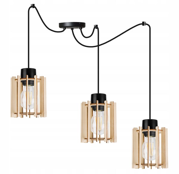 MODERN LED-TAKLAMPA I TRÄ