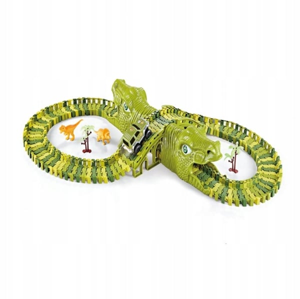 Stora racerbana-byggeklodser dinosaurie dino T-Rex-bane 140 dele