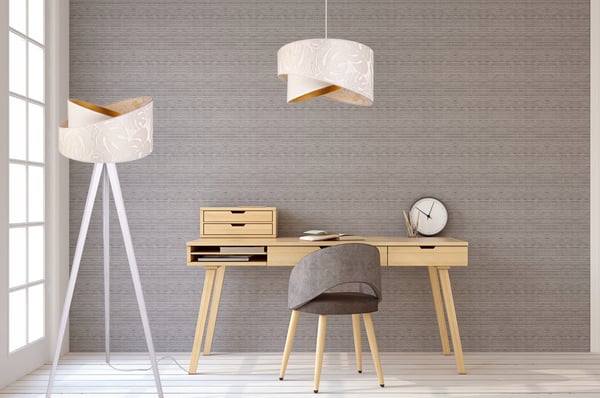 GULVLAMPE MED STÅENDE TRIPOD MØNSTER AF TRÆSKÆRM