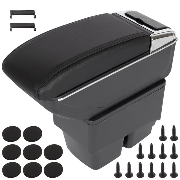 Ford Fiesta VI MK7 08-17 armstöd med förvaringsfack SVART ECO-LÄDER + monteringssats