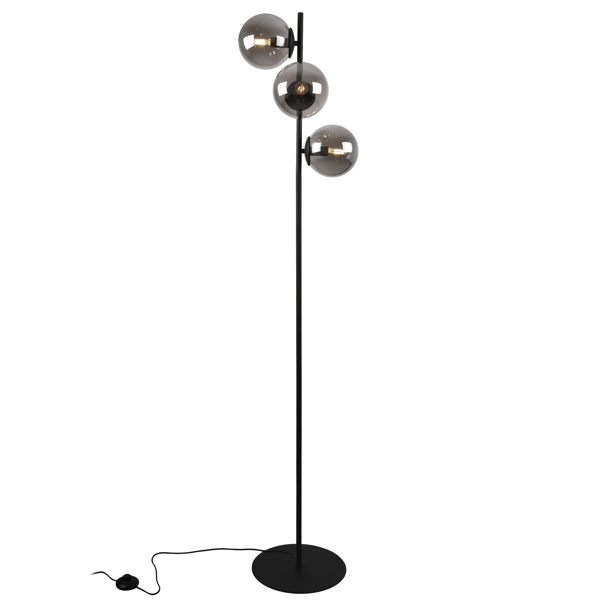 SIENA SORT GULVLAMPE, 3 FLADE, GRAFITLAMPESKÆRME