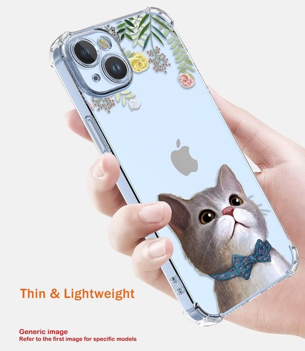 Skal till Samsung Galaxy A04 med genomskinlig katt och färgglada blommor