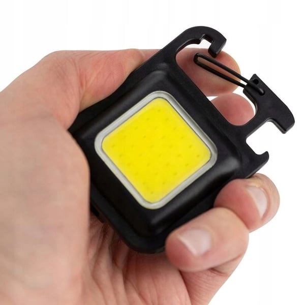 Ficklampa nyckelring LED mini USB uppladdningsbar svart med flasköppnare