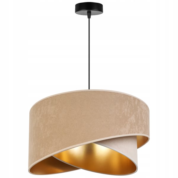 HÆNGENDE LAMPE LOFTSKRONE GYLDEN FLØJLSSKÆRM