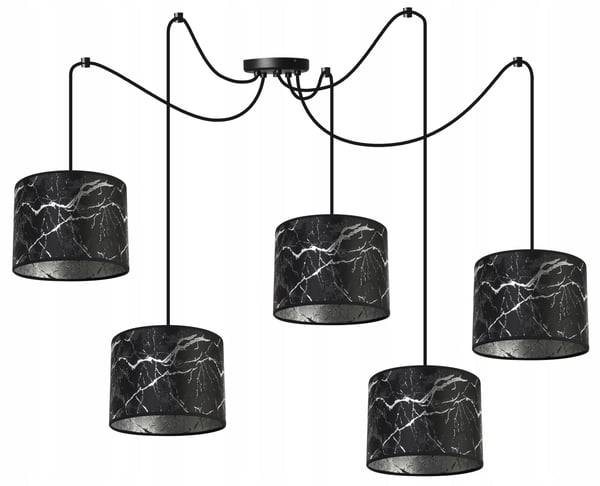 Lofthængende lampe, edderkoppemønster lampeskærm, sølv