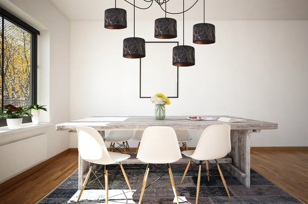 Lofthængende lampe, edderkoppemønster lampeskærm, kobber