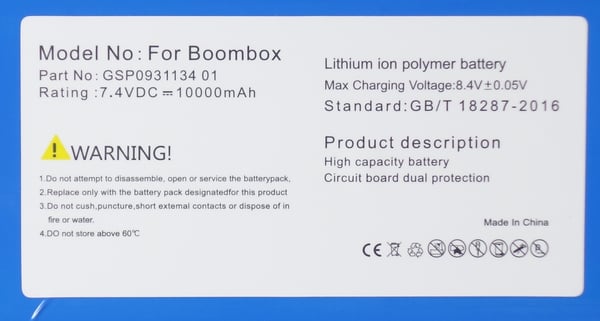 JBL Boombox 1 -kaiuttimen akku GSP093113401 10000mAh 7.4V