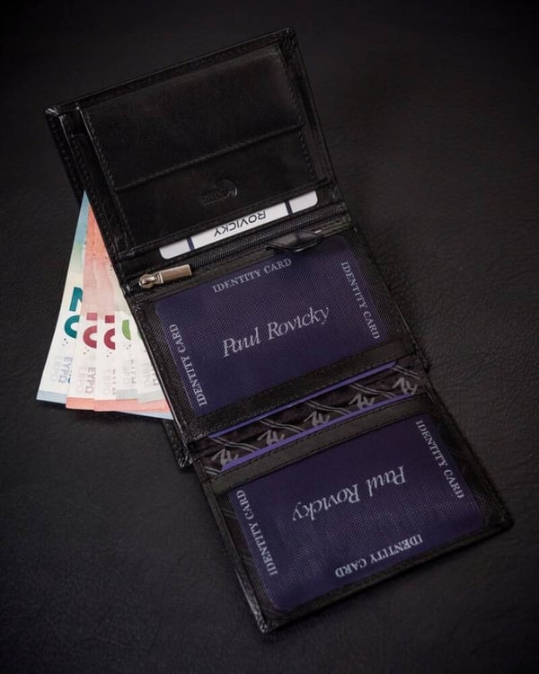 Laaja miesten lompakko luonnonnahasta RFID-järjestelmällä - Rovicky