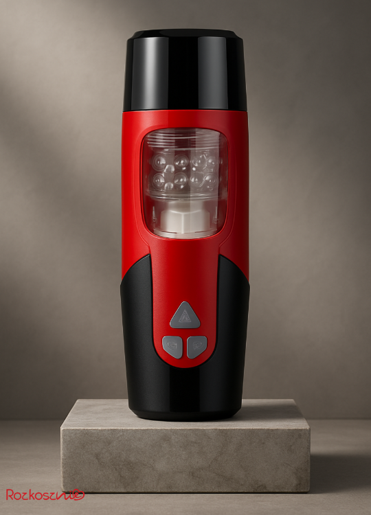 Automatisk mandlig masturbator med rotations- og trykstimulerende sexgadget