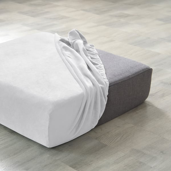Samettinen päällinen lepotuoliin, sohvaan tai kulmasohvaan, vaaleanharmaa