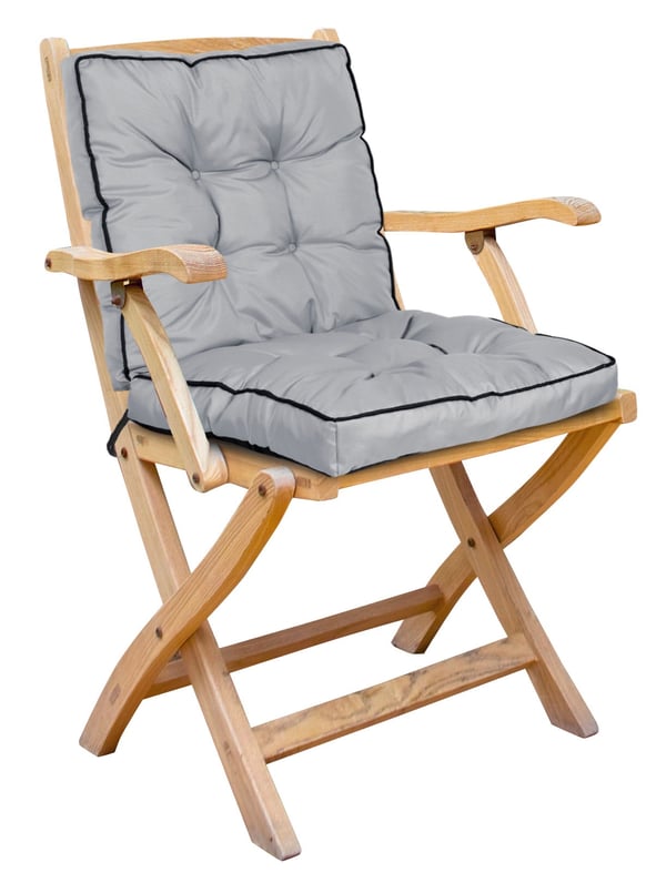 Havepude til stol med høj side og piping 50x50x50 cm mørkegrå