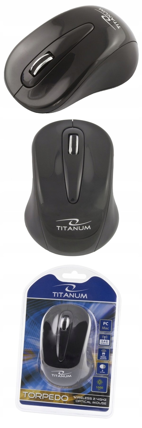 Titanum 3D Torpedo TM104K langaton optinen hiiri 2,4 GHz musta