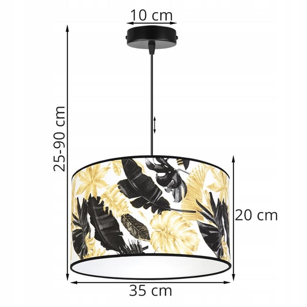 Lofthængende lampe, lampeskærm, gyldne blomster, LED