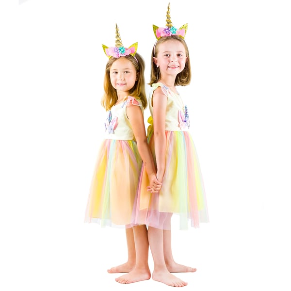 Kostume til udklædningsfest, enhjørningskjole, Pegasuskjole, eventyrfigurer, størrelse 130. Kostume til pige, enhjørningskostume, størrelse 130.