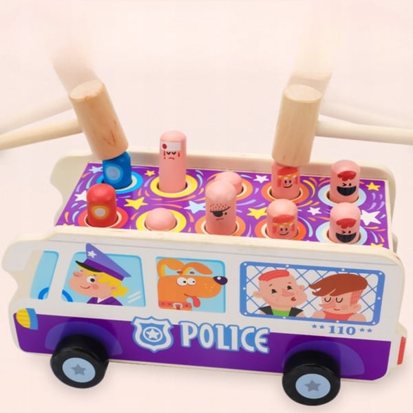 Puinen Montessori-aistitaitopeli poliisiautolla