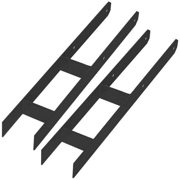 KOTARBAU® H-søjlestøtte til vægmontering, ankerbolt, sort galvaniseret stål, 90 mm, 2-pak