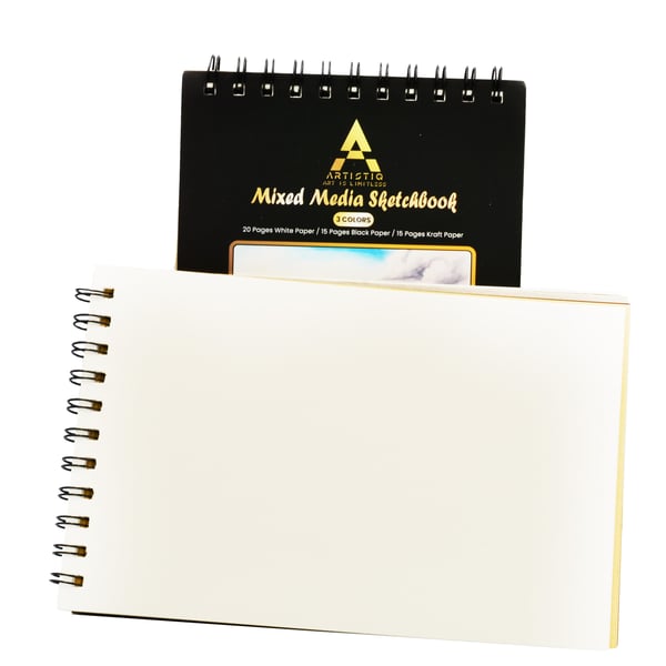 Artistiq spiralbind notesbog A5 50 ark 3-farver 120 g/m2