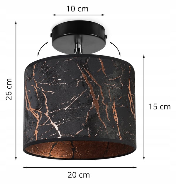 LOFTSLAMPE, VÆGLAMPE, LAMPESKÆRM, KOBBERMØNSTER