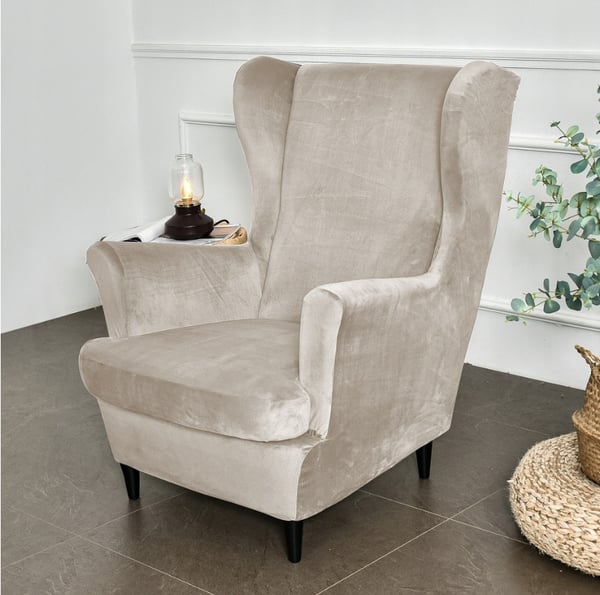 Päällinen nojatuoliin, viileä BEIGE, joustava sametti [22E12]