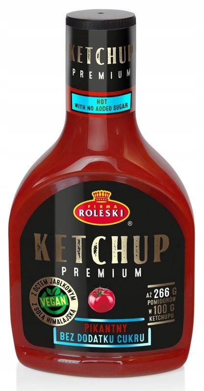 Roleski Premium Ketsuppi Tulinen Ilman Lisättyä Sokeria 465 g