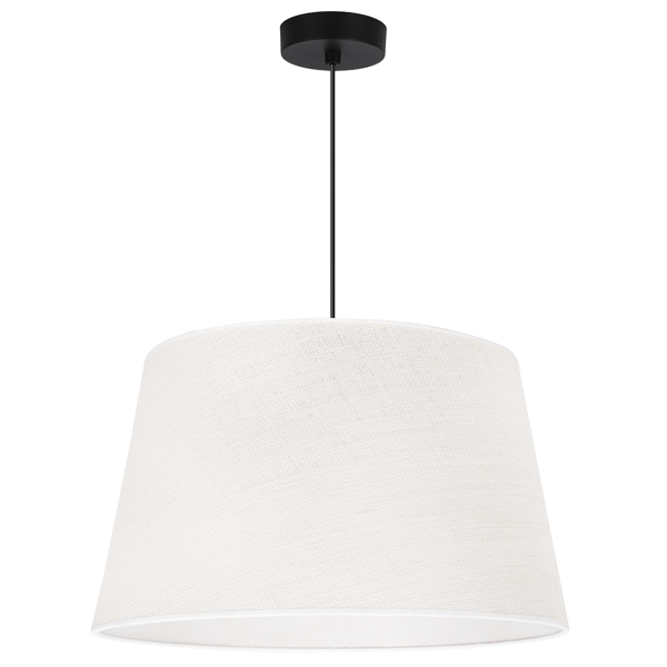 HÆNGELAMPE JUTE KEGLE SORT 1 FLAD HVID LAMPESKÆRM 44CM